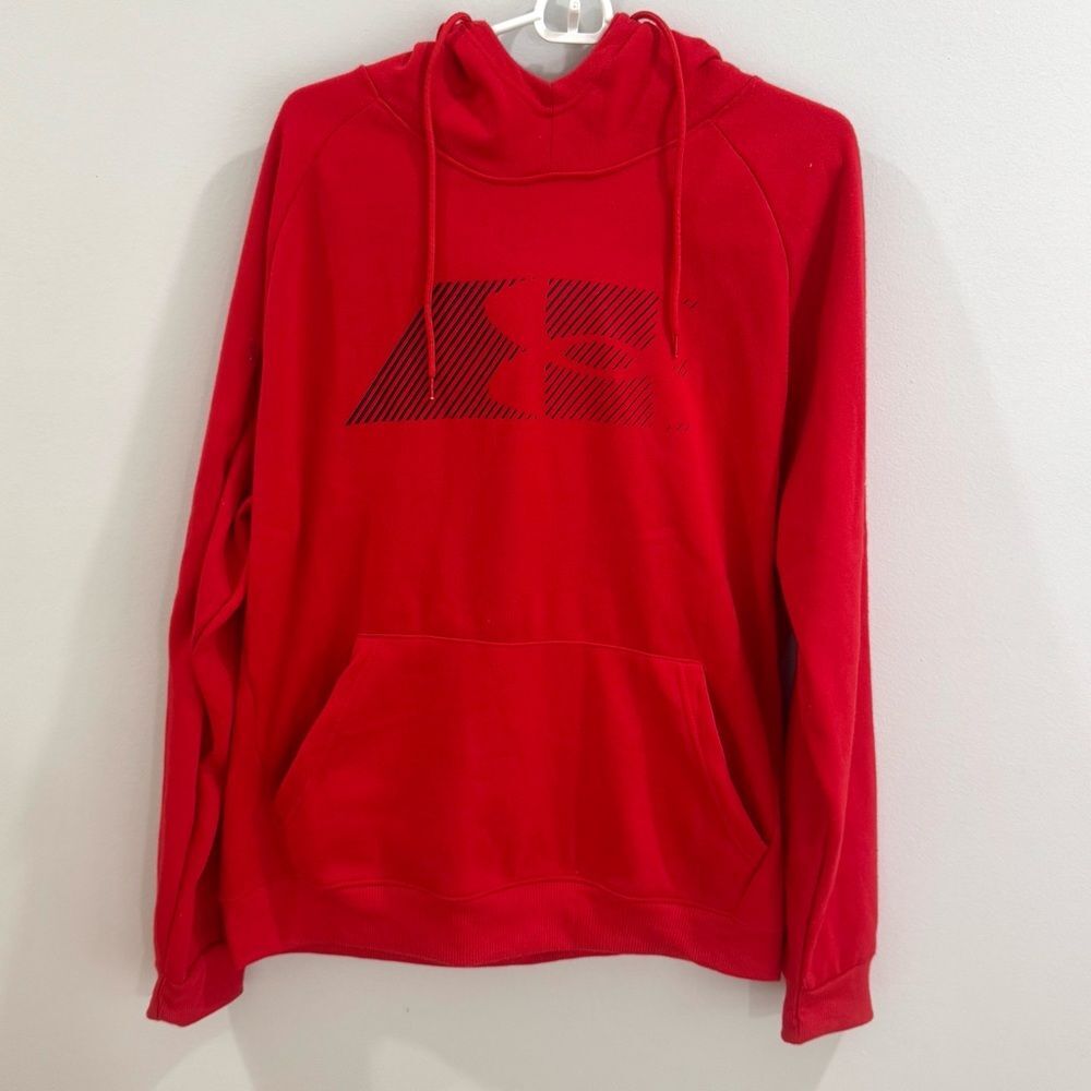 Under Armour Men's Red Fleece Graphic Hoodie Loose Fit Pullover size Large NWT